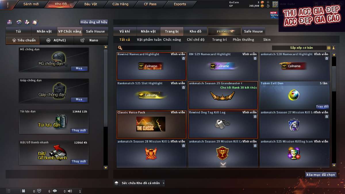 shop acc cf uy tin gia re